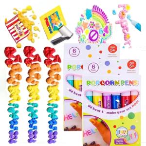 Mazaki FARBY Kredki Magiczne FLAMASTRY ROSNĄCE WYPUKŁE 3D Popcorn Pens