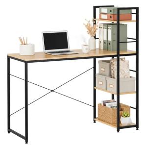 Biurko komputerowe z regałem nowoczesne, stolik loft 120x48x122 cm jasny br