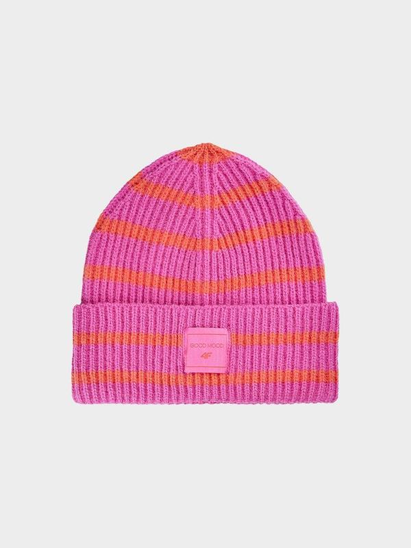 4F czapka bawełniana dziecięca zimowa F417 fuksjowa (one size)