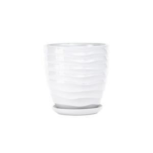 Doniczka ceramiczna z podstawką duna 15 x 14 cm biały (odcień szary) połysk symbol 3010