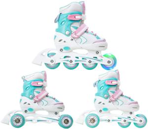 Rolki Wrotki 3w1 RAVEN Lia Mint 27-30 Kółko LED