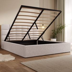Łóżko tapicerowane z pojemnikiem SFG0151 | 160x200 | Boucle | Beż