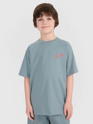 4F t-shirt bawełniany koszulka chłopięca 4FJWSS25TTSHM1914 zielona (158)