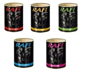 Mokra Karma dla Psa RAFI mix 3 smaków zestaw puszek 18x1240g