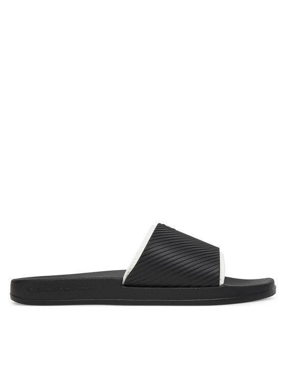 Calvin Klein Jeans Klapki Slide Rubber Neoprene Text YM0YM01234 Czarny