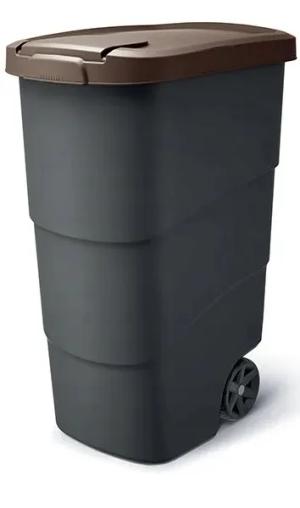 Kosz na śmieci na kółkach 90l brązowy pojemnik odpady do segregacji ogrodu