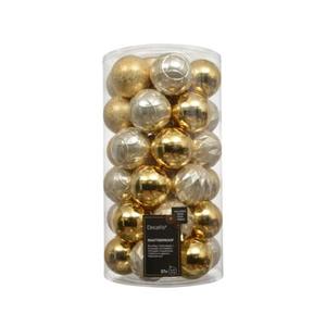 Bombki plastikowe mix śr. 6 cm złoty, perłowy 37 szt.
