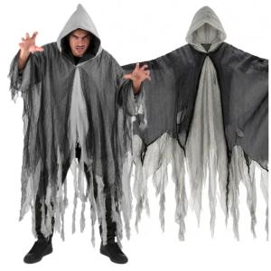 Strój na Halloween Peleryna Kostium Ducha Czarny 180 cm Przebranie na Bal