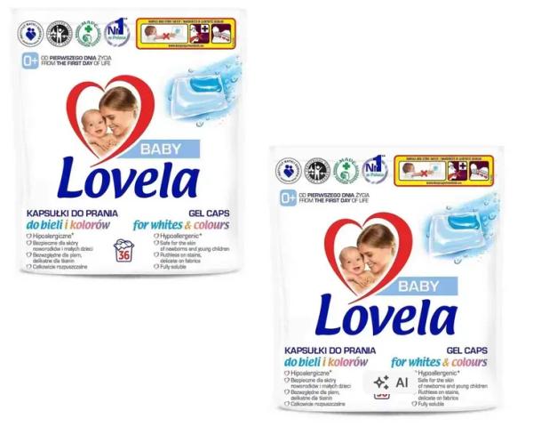 2x Kapsułki do prania LOVELA Baby Uniwersalne białe kolor 36szt