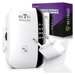 Wzmacniacz sygnału Wi-FI Repeater Access Point MOCNY 10 osób BIAŁY 300Mb/s