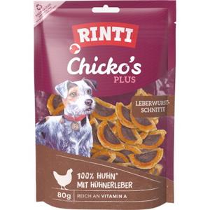 RINTI Chicko Plus Kawałki pasztetu z wątróbką, Kurczak z wątróbką drobiową 12x80 g