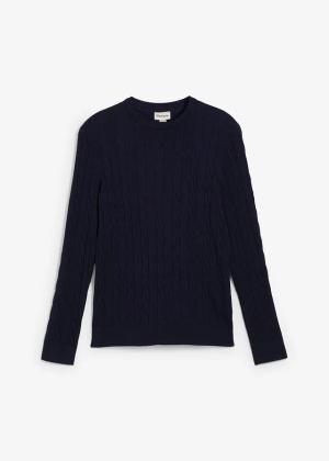 Cienki sweter ze wzorem w warkocze, slim fit