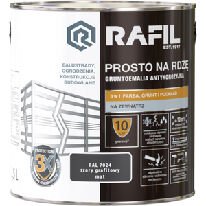 Gruntoemalia PROSTO Na Rdzę Mat RAL7024 2,5 l RAFIL