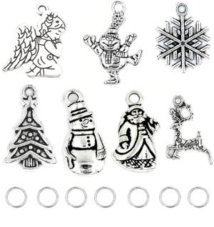ZAWIESZKI CHARMS DO BRANSOLETEK PREZENT NA ŚWIĘTA MIKOŁAJKI ZESTAW 7+7