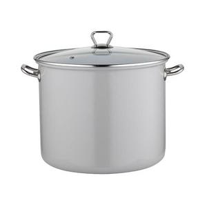 Garnek emaliowany wysoki gładki szary z pokrywką 28 cm 14 l
