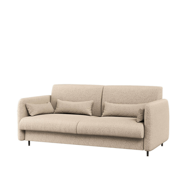 Sofa Bed Concept BC-35 do półkotapczanu BC-13 204x74x93 cm | Beżowy Boucle | Biały połysk | do małych pomieszczeń | kompaktowa | wygodna