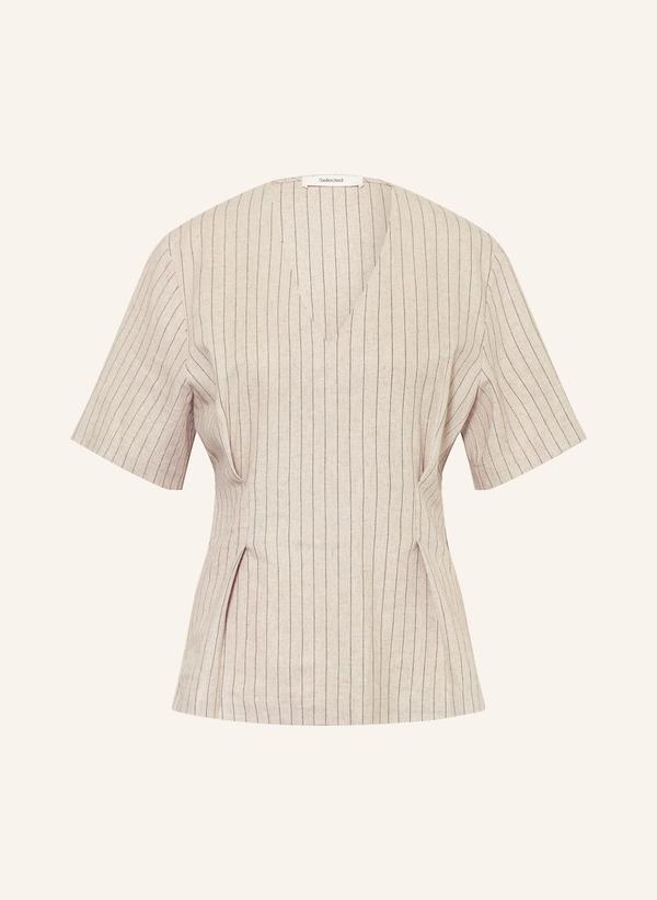 Selected Koszulka Z Lnu beige