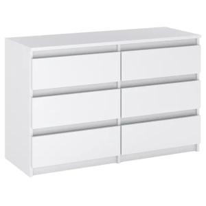KOMODA BIAŁA Z 6 SZUFLADAMI 100 CM POJEMNA NOWOCZESNA SZAFKA DO SALONU
