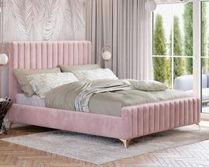 Łóżko tapicerowane BELANIA (SF1023) w stylu Glamour | 180x200 | Welur | Różowy