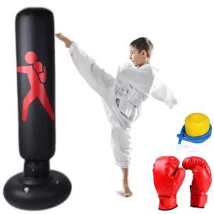 MOCNY ZESTAW BOKSERSKI WOREK DMUCHANY TRENINGOWY DLA DZIECI STOJĄCY 160CM