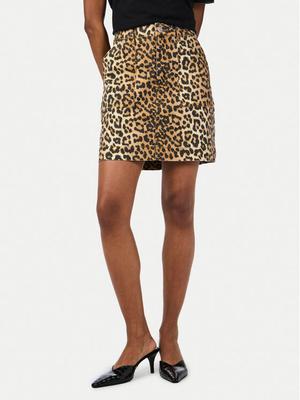 YAS Spódnica jeansowa Leonora 26036831 Brązowy Slim Fit