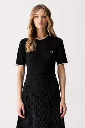 Karl Lagerfeld T-shirt basic damski wełniany