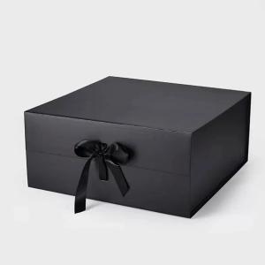 Pudełko Magnetyczne Czarne Wstążka 440x440x200mm Duży karton A3 Na Prezent