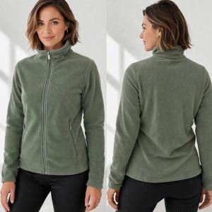 Bluza Polarowa Damska Polar Ze Stójką Rozpinany z Kieszeniami Zielona M