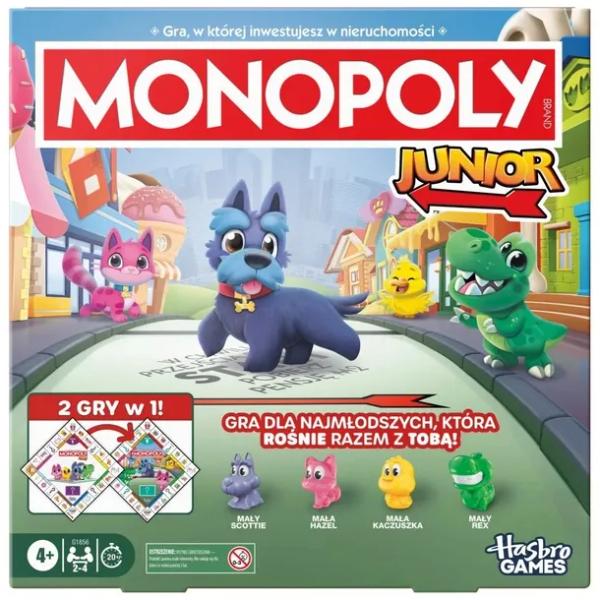 Gra Monopoly Junior 2w1 dwustronna plansza polska wersja Hasbro G1856