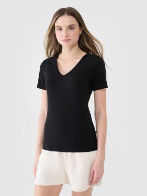 4F t-shirt bawełniany slim koszulka do ćwiczeń 4FWSS25TTSHF1990 czarna (XS)