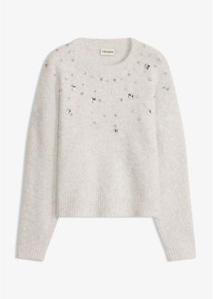 Sweter z aplikacją i domieszką wełny