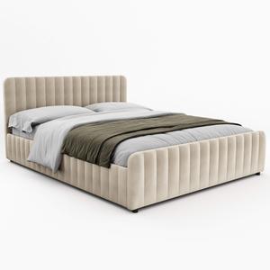 Łóżko tapicerowane z pojemnikiem SFG0167 | 180x200 | Welur | Beż #3 | OUTLET