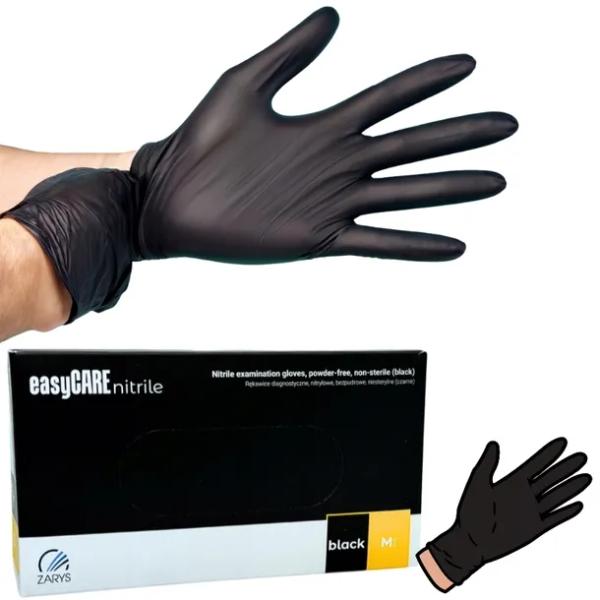 Rękawice RĘKAWICZKI nitrylowe ZARYS BLACK 100 szt CZARNE easycare