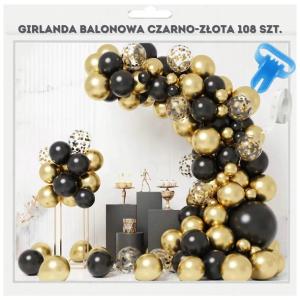 BALONY ZŁOTE CZARNE GIRLANDA BALONOWA NA 18 20 30 URODZINY DEKORACJE 108 EL