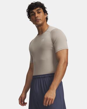 Under Armour koszulka męska z krótkim rękawem treningowa HeatGear beżowa (L)