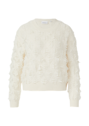 Sweter żakardowy z frędzlami