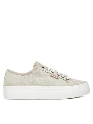 Calvin Klein Jeans Sneakersy Vulc Flatf Jacquard Aop YW0YW01965 Beżowy