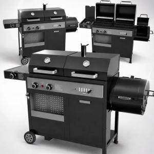 GRILL 3W1 GAZOWY+WĘGLOWY+WĘDZARNIA, 8,5KW 2 PALNIKI ŻELIWNE RUSZTY YATO