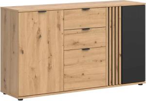 DUŻA KOMODA Black Red White Vabres 151 cm Lamele 2 szuflady Dąb Artisan