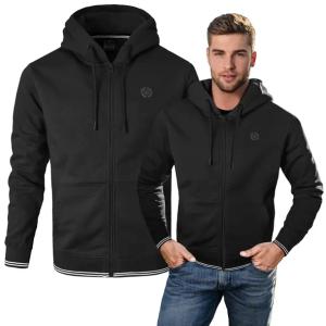 Sportowa BLUZA Męska Rozpinana z Kapturem Ocieplana CZARNA L Pako Jeans
