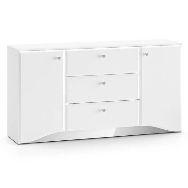 Komoda z oświetleniem LED GLAMOUR 02 | 160cm | Biały połysk