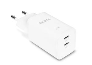DICOTA Ładowarka GaN 65W 2xUSB-C + kabel USB-C 1.5m biała