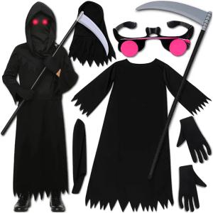 KOSTIUM NA HALLOWEEN STRÓJ PRZEBRANIE ŚMIERĆ Z KOSĄ 146-152CM ZESTAW L