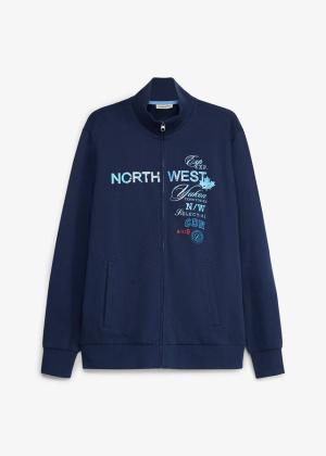 Bluza rozpinana ze stójką, z czystej bawełny