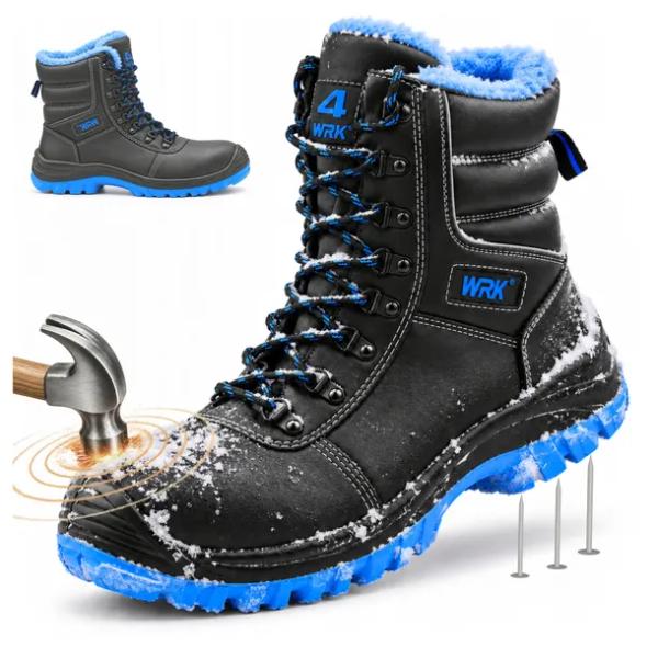 Wysokie Buty Zimowe robocze S3 męskie Ocieplane Wodoodporne z Noskiem