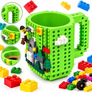 Kubek klockowy + mini zestaw klocków kolor zielony