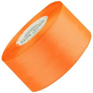 TASIEMKA WSTĄŻKA SATYNOWA neon pomarańcz 50mm 32mb