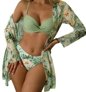 STRÓJ KĄPIELOWY DWUCZĘŚCIOWY BIKINI Z HALKĄ ZESTAW 3W1 / S