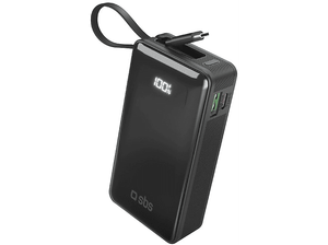 Powerbank SBS 10000mAh z wbudowanym kablem USB-C Czarny