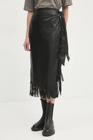 Never Fully Dressed spódnica skórzana Vegan Leather Fringe Jaspre
